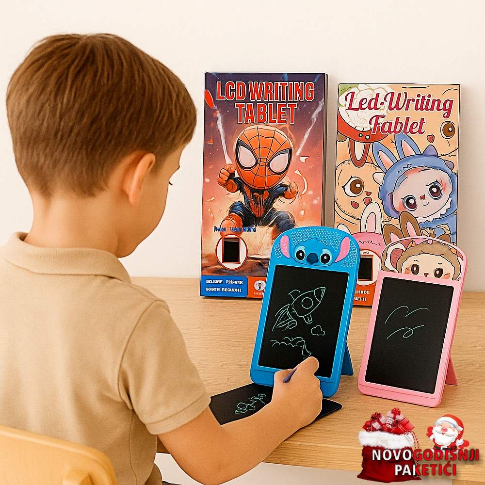 LCD Tablet Piši–Briši za decu – Spiderman / Labubu / Stitch – edukativna digitalna tabla - Slika 2